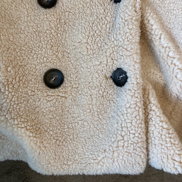 Free People Notched Teddy Bear Peacoat Ivory Tan - Picture 11 of 12